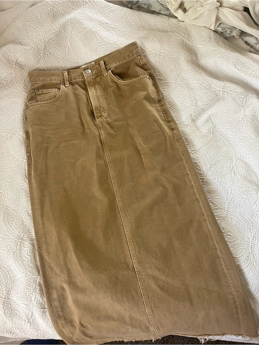 Citizens of Humanity High-Waist Tan Denim Women's Midi Skirt